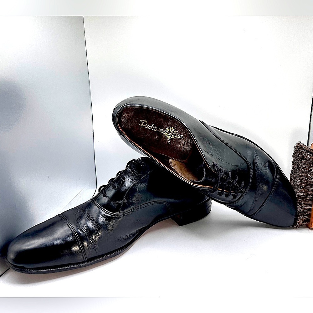 BEAUTIFUL 70's Dack's Bond Street Black Cap Toe Oxford Sz 11.5 D EUC 🕴️♨️